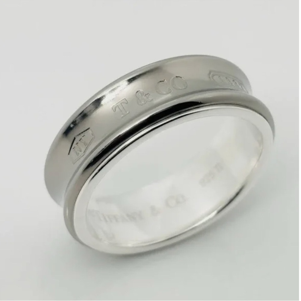 Tiffany & Co. Titanium and Polished Silver 1837 Ring